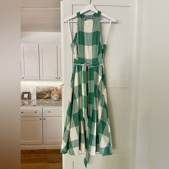 Maeve Green and White Checkered Midi Dress - Picture 2 of 11